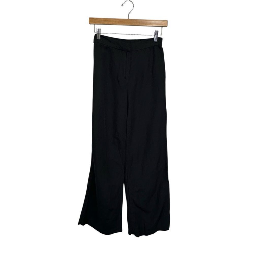 H&M Black Linen Blend Straight Leg Trousers,‎ 2 - Picture 3 of 11